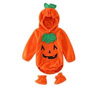 Baby Boy Girl My 1St Halloween Outfits Cute Newborns Boys Girls Pumpkin Romper Kids Newborn Outfit Jumpsuit Unisex Clothes with Hat for Clothing Set 0-36Months Orange