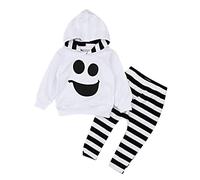 Baby Boy Girl My 1St Halloween Outfits Cute Unisex One-Piece Ghost Pumpkin Fancy Dress Fleece Jumpsuit Kids Warm Bodysuit Outerwear Toddler Cosplay Outfit White