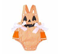 Baby Boy Girl My 1st Halloween Outfits Unisex Baby Halloween Pumpkin Print One-Piece Romper Jumpsuit with Hat Clothing Set Soft Comfortable Loose Fit for Daily Wear 3-24 Months (Orange-3, 6-9 Months)