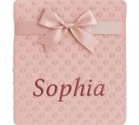 Baby Boy Girl Personalised Blanket Embroidered Name Bobble Star (Rose Gold Bobble)