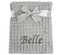 Baby Boy Girl Personalised Blanket Embroidered Name Pink Blue Grey (Grey Square)