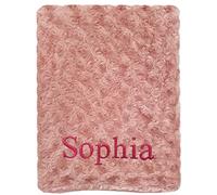 Baby Boy Girl Personalised Blanket Embroidered Name Rose Pink Blue White Grey (Rose Gold)