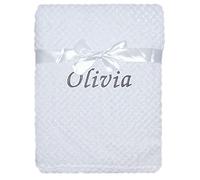 Baby Boy Girl Personalised Blanket Embroidered Name (White)