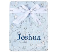 Baby Boy Girl Personalised Elephant Star Blanket Embroidered Name (Blue Elephant Star)