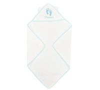 Baby Boy Girl Personalised Hooded Bath Towel Bathing Wrap White Blue Pink (Blue)