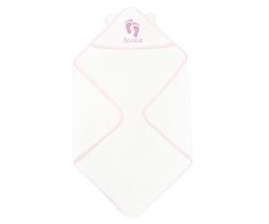 Baby Boy Girl Personalised Hooded Bath Towel Bathing Wrap White Blue Pink (Pink)