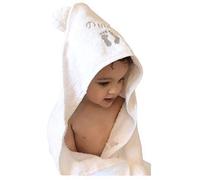 Baby Boy Girl Personalised Hooded Bath Towel Bathing Wrap White Blue Pink (White)