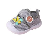 Baby Boy Girl Squeaky Shoes Infant Cartoon Sole Rubber Sole Closed-Toe Sneakers Easy Fasten Sandals Toddler First Walking Shoes Grey