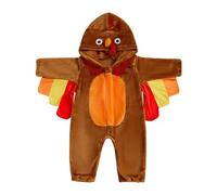 Baby Boy Girl Thanksgiving Turkeys Cosplay Costume Romper Turkey Hooded Jumpsuit Animal Plush Outfit Fall Clothes (Sandy Beige, 2-3T)