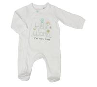 Baby Boy & Girl Unisex 100% Cotton Soft Comfortable Sleepsuit with Embroidered Designs | 1Pc, 3Pc, 5Pc Set | Newborn, 0-3, 3-6, 6-9 Months | (UK, Age, 0 Months, Hello World)