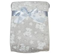 Baby Boy Girl Unisex Soft Fleece Wrap Blanket Pram Cot Crib Moses Basket Grey Star Teddy