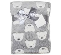 Baby Boy Girl Unisex Soft Fleece Wrap Blanket Pram Cot Crib Moses Basket Grey Teddy