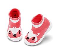 Baby Boy Girls Animals Non-Slip Indoor Slippers Babies Breathable Elastic Socks Memory Shoes Insole Protect Toes Panda Tiger Fox, Pink Civet, 18-24 Months Infant