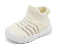 Baby Boy Girls Animals Non-Slip Indoor Slippers Babies Breathable Elastic Socks Memory Shoes Insole Protect Toes Panda Tiger Fox, Yellow Mesh, 9-12 Months Infant