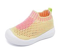 Baby Boy Girls Animals Non-Slip Indoor Slippers Babies Breathable Elastic Socks Memory Shoes Insole Protect Toes Panda Tiger Fox, Yellow, 12-15 Months Infant