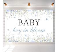 Baby Boy in Bloom Backdrop for Boys Baby in Bloom Baby Shower Decoration Blue Floral Backdrop Boho Flower Gender Reveal Decor Baby in Bloom Background Floral Spring Baby Shower Party Supplies