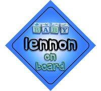Baby Boy Lennon on board novelty car sign gift / present for new child / newborn baby