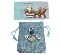 Baby Boy My First Christmas 2025 Keepsake Keyring with Blue Gift Bag and Gift Card