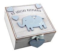 Baby Boy My Special Keepsakes wooden Memories Keepsake Box Vintage Style New Baby Gift White and Blue