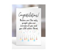 Baby boy newborn card, funny, joke, gifts, present, Babies are the only people who can scream at you and you still adore them, A5-235_7