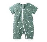 Baby Boy Romper Short Sleeve Print, Double Zipper, Crawl Bodysuit, 0-6M, Lion #D