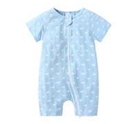 Baby Boy Romper - Short Sleeve Print, Double Zipper, Crawl Bodysuit, 0-6M, Lion Print#G