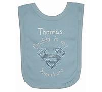 Baby Boy’s Personalised Daddy is my Superhero Bib (Blue)