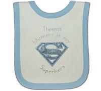 Baby Boy’s Personalised Mummy is My Superhero Bib (White/Blue)