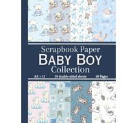 Baby Boy Scrapbook Paper Collection: 18 Double Sided Sheets, 36 Decorative Cardstock Paper Craft Pad Pages for DIY Projects and Scrapbooking Supplies