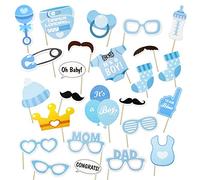 Baby Boy Shower Decorations Boy, 23PCS Baby Shower Games Photo Booth Props, Gender Reveal and IT’S A BOY Confetti for Baby Shower Decorations Supplies