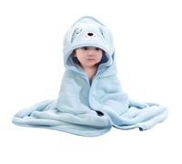Baby Boy Shower Gift Baby Kids Bath Towel Wrap Hooded Bath Towel Poncho Multifunctional Blanket Solid Color Cartoon Animal Shape Absorbent Hooded Blanket Blue