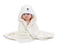 Baby Boy Shower Gift Baby Kids Bath Towel Wrap Hooded Bath Towel Poncho Multifunctional Blanket Solid Color Cartoon Animal Shape Absorbent Hooded Blanket White