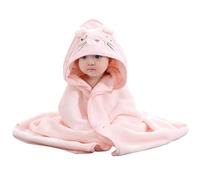 Baby Boy Shower Gift Baby Kids Bath Towel Wrap Hooded Bath Towel Poncho Multifunctional Blanket Solid Color Cartoon Animal Shape Absorbent Hooded Blanket Pink