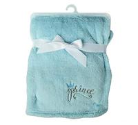 Baby boy Soft Fleece Blanket Throw Crib Bath Embroidered Prince Blue 75x100cm