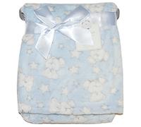 Baby Boy Soft Fleece Wrap Blanket Pram Cot Crib Moses Basket Blue Teddy