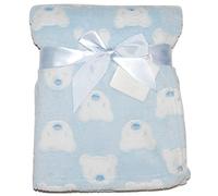 Baby Boy Soft Fleece Wrap Blanket Pram Cot Crib Moses Basket Blue Teddy