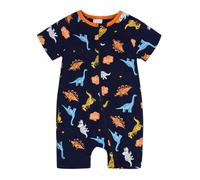 Baby Boy Summer Romper - Short Sleeve Print, Double Zipper, Crawl Suit, 3-6M, Rocket Print#M