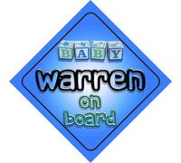 Baby Boy Warren on board novelty car sign gift / present for new child / newborn baby