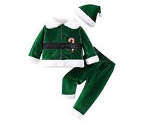Baby Boy Xmas Outfit,Fancy Dress Outfit Infant Boys Girls Long Sleeve Romper Zipper Bodysuits from Before Christmas Kids Costume Hat Headband Clothing (Green#F,18-24 Months)