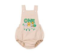 Baby Boys 1st First Birthday Smash Cake Outfit Jungle Safari Animal Themed One Year Old Party Photo Shooting Bubble Romper Button Strap Bodysuit Bib Overall Jumpsuit Playsuit Khaki Animal 6-12 Months