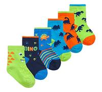 Baby Boys 6 Pair Cotton Rich Multi Pack Novelty Design Socks Neon Dino 0-0
