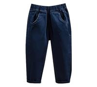 Baby Boys' and Toddler Chino Pants Elastic Waist School Pants for Boys Uniform Pants Solid Color Casual Trousers Casual Pants (Navy, 4-5 Years)