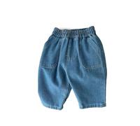 Baby Boys Baggy Oversized Pocket Jeans Toddler Cuffed Elastic High Waist Wide Leg Denim Pants Loose Palazzo Cute Pants Boys Girls Unisex Lightweight Stretchy Trousers Casual Joggers 2026 Clothes