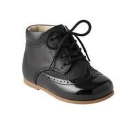 Baby & Boys Black Lace-Up Two-Tone Leather Brogue Shoes - Stylish & Comfortable Footwear Size 1 Infant