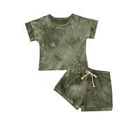 Baby Boys Clothes Set Kids Summer Short Sleeve Tops Tie Dye T Shirts Pants 2PCS Outfits Tracksuits Birthday Gifts Green