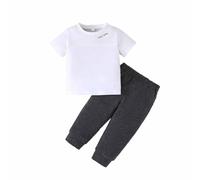 Baby Boys Clothes Sets Toddler Short Sleeve T Shirt and Pants Outfit for Daily Wear Photo Shoot Party Spring Summer Comfortable Breathable Casual (White, 2-3 Years)