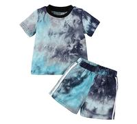 Baby Boys Clothes Summer Short Sleeve T Shirts Tie Dye Print Tops Pants 2PCS Outfits Set for Birthday