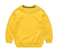 Baby Boys Crew Neck Sweatshirts Long Sleeve Plain Fall Collar Lightweight Pullover Sweatshirts Cute Warm Casual Comfy Soft Tops for Kids (Yellow, 6-12 Months)