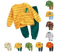 Baby Boys Dinosaur Pjs Cute Animals Car Pattern Pyjamas Toddler Kids Cotton Sleepwear Warm Long Sleeve Tshirt Trousers Set 2 Piece Loungewear Thermal (E, 12-24 Months)