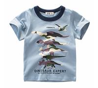 Baby Boys Dinosaur Short Sleeve Graphic T Shirt Kids Tee Camouflage Crewneck Kids Summer Tops Shirt Boys Top (Blue, 5-6 Years)